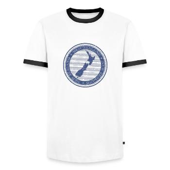 NEW ZEALAND - Men's Ringer Shirt - white/black - Front - AI Model Female 172 light (172cm) & AI Model Male 178 dark (178cm)