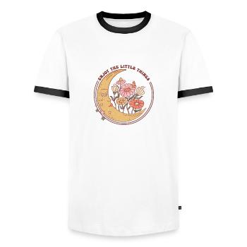 ENJOY THE LITTLE THINGS - Men's Ringer Shirt - white/black - Front - AI Model Female 172 light (172cm) & AI Model Male 178 dark (178cm)