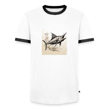 Marlin - T-shirt contrasté Homme - blanc/noir - Devant - AI Model Female 172 light (172cm) & AI Model Male 178 dark (178cm)
