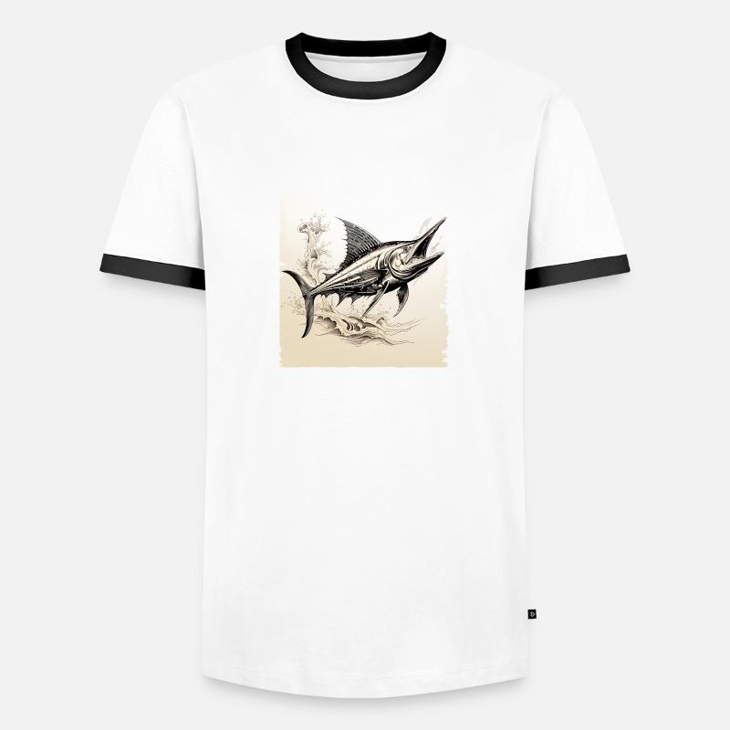 Marlin - Männer Kontrast-T-Shirt - Weiß/Schwarz