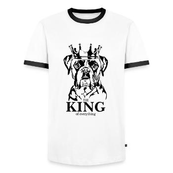 Boxer King of everything Dogs Dog Wilsigns - Men's Ringer Shirt - white/black - Front - AI Model Female 172 light (172cm) & AI Model Male 178 dark (178cm)