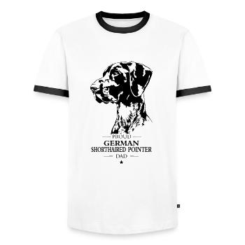 German Shorthaired Pointer Dad Dog Dog Wilsigns - Men's Ringer Shirt - white/black - Front - AI Model Female 172 light (172cm) & AI Model Male 178 dark (178cm)
