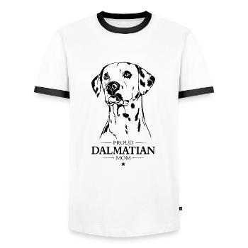 Dalmatian Mom Dog Dog Dalmatian Wilsigns - Men's Ringer Shirt - white/black - Front - AI Model Female 172 light (172cm) & AI Model Male 178 dark (178cm)