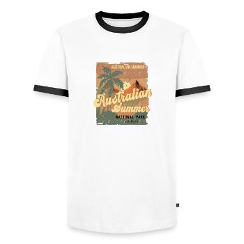 Australian Summer - Männer Kontrast-T-Shirt - Weiß/Schwarz - Vorne - AI Model Female 172 light (172cm) & AI Model Male 178 dark (178cm)