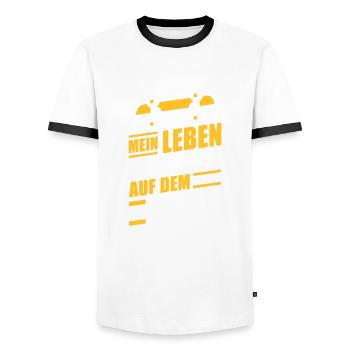 Leben auf dem Board (Skateboard) - Männer Kontrast-T-Shirt - Weiß/Schwarz - Vorne - AI Model Female 172 light (172cm) & AI Model Male 178 dark (178cm)
