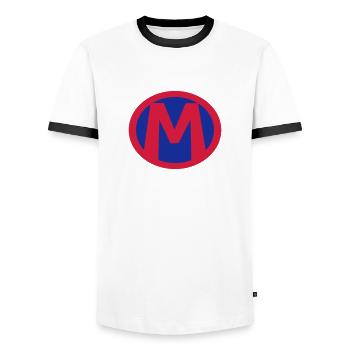 Super, Superheld, Superheldin, Hero, M - Männer Kontrast-T-Shirt - Weiß/Schwarz - Vorne - AI Model Female 172 light (172cm) & AI Model Male 178 dark (178cm)