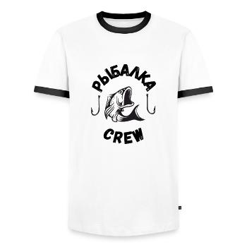 Komm Angeln Fischen Fisch Рыбалка Fishing crew rus - Männer Kontrast-T-Shirt - Weiß/Schwarz - Vorne - AI Model Female 172 light (172cm) & AI Model Male 178 dark (178cm)