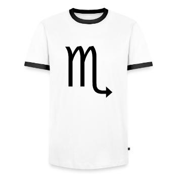 Sternzeichen Skorpion, exklusives T-Shirt Design - Männer Kontrast-T-Shirt - Weiß/Schwarz - Vorne - AI Model Female 172 light (172cm) & AI Model Male 178 dark (178cm)