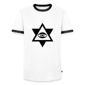 Das Auge Gottes 2c - Männer Kontrast-T-Shirt - Weiß/Schwarz - Vorne - AI Model Female 172 light (172cm) & AI Model Male 178 dark (178cm)