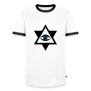 Das Auge Gottes 3c Horus Eye - Männer Kontrast-T-Shirt - Weiß/Schwarz - Vorne - AI Model Female 172 light (172cm) & AI Model Male 178 dark (178cm)