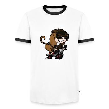 singe Rider - T-shirt contrasté Homme - blanc/noir - Devant - AI Model Female 172 light (172cm) & AI Model Male 178 dark (178cm)