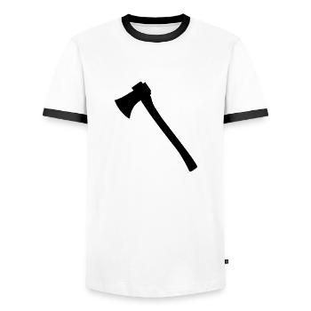 Axt - Männer Kontrast-T-Shirt - Weiß/Schwarz - Vorne - AI Model Female 172 light (172cm) & AI Model Male 178 dark (178cm)