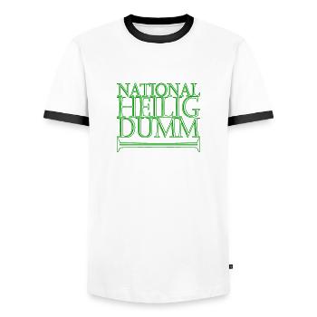 nationalheiligdumm gruen - Männer Kontrast-T-Shirt - Weiß/Schwarz - Vorne - AI Model Female 172 light (172cm) & AI Model Male 178 dark (178cm)