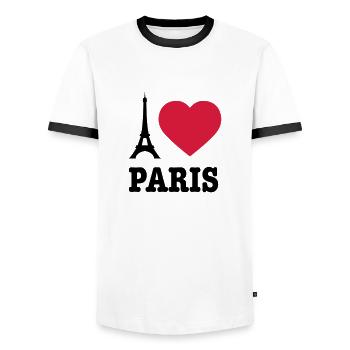 I Love Paris - Männer Kontrast-T-Shirt - Weiß/Schwarz - Vorne - AI Model Female 172 light (172cm) & AI Model Male 178 dark (178cm)