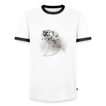 bats - Men's Ringer Shirt - white/black - Front - AI Model Female 172 light (172cm) & AI Model Male 178 dark (178cm)