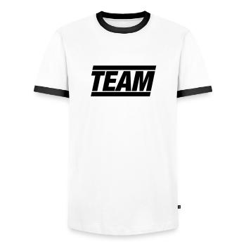 ÉQUIPE - T-shirt contrasté Homme - blanc/noir - Devant - AI Model Female 172 light (172cm) & AI Model Male 178 dark (178cm)