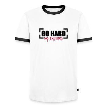 Go Hard No Excuses - Männer Kontrast-T-Shirt - Weiß/Schwarz - Vorne - AI Model Female 172 light (172cm) & AI Model Male 178 dark (178cm)