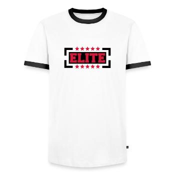 Elite Logo - Men's Ringer Shirt - white/black - Front - AI Model Female 172 light (172cm) & AI Model Male 178 dark (178cm)