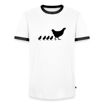 Hen with 4 chicks sweet Mama - Men's Ringer Shirt - white/black - Front - AI Model Female 172 light (172cm) & AI Model Male 178 dark (178cm)