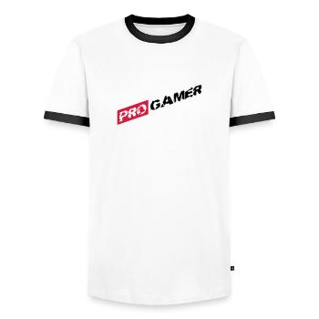 eSport Pro Gamer - Men's Ringer Shirt - white/black - Front - AI Model Female 172 light (172cm) & AI Model Male 178 dark (178cm)