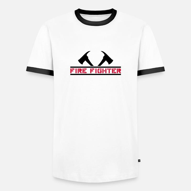 2 fire axes firefighter - Men's Ringer Shirt - white/black