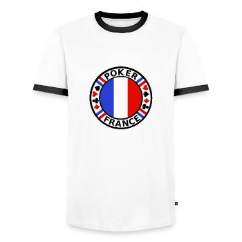 poker france - Männer Kontrast-T-Shirt - Weiß/Schwarz - Vorne - AI Model Female 172 light (172cm) & AI Model Male 178 dark (178cm)