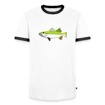 Truite - T-shirt contrasté Homme - blanc/noir - Devant - AI Model Female 172 light (172cm) & AI Model Male 178 dark (178cm)