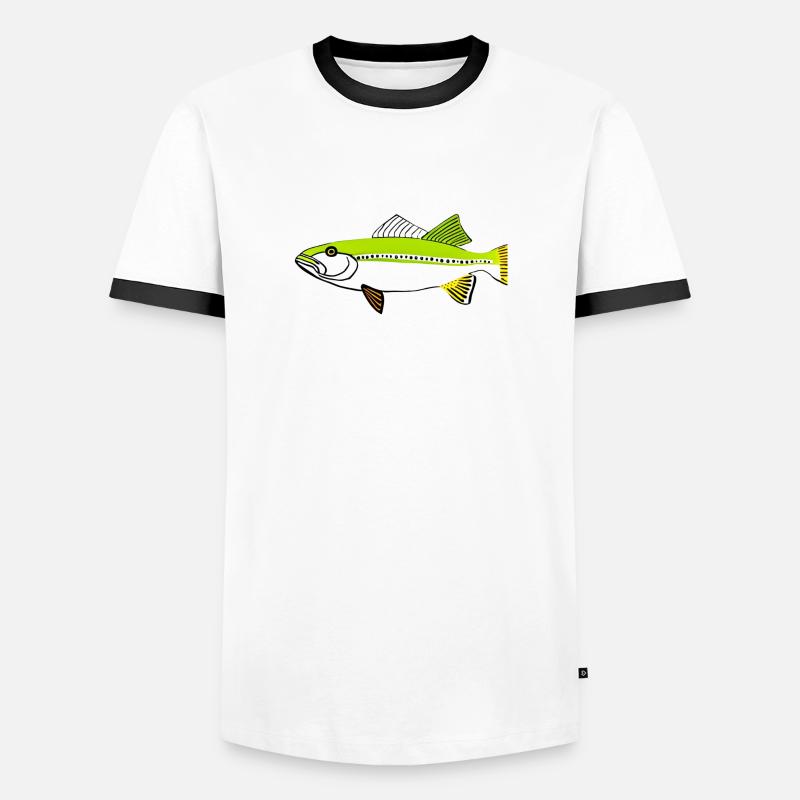 Forelle - Männer Kontrast-T-Shirt - Weiß/Schwarz