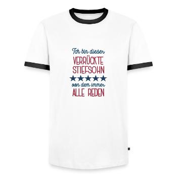 Ich Bin Dieser Verrückte Stiefsohn Bonus Sohn - Männer Kontrast-T-Shirt - Weiß/Schwarz - Vorne - AI Model Female 172 light (172cm) & AI Model Male 178 dark (178cm)