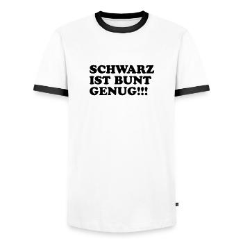 Schwarz ist bunt genug Spruch - Männer Kontrast-T-Shirt - Weiß/Schwarz - Vorne - AI Model Female 172 light (172cm) & AI Model Male 178 dark (178cm)