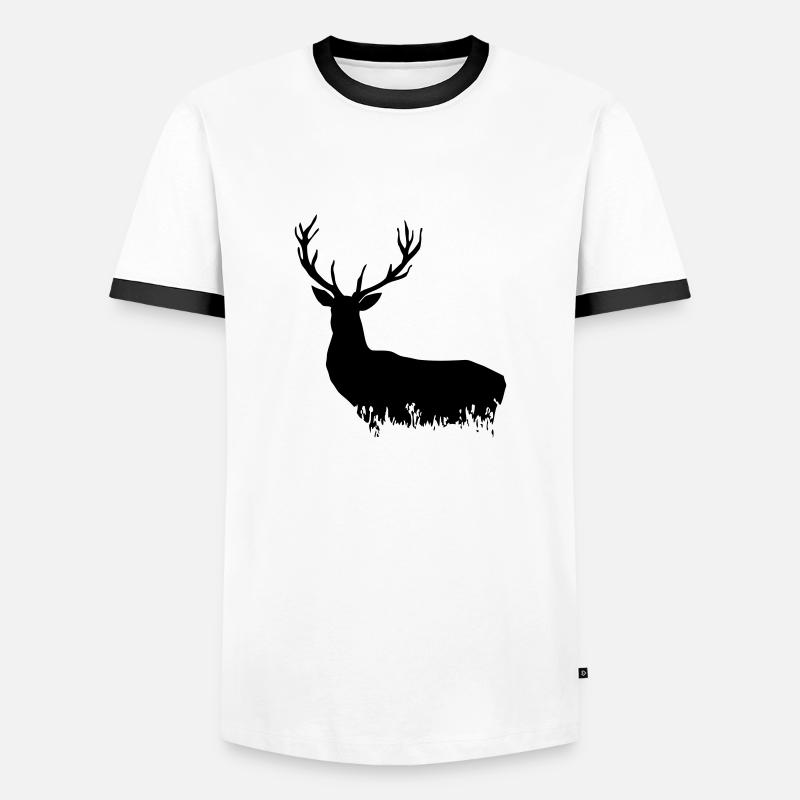 Deer - Hirsch - Männer Kontrast-T-Shirt - Weiß/Schwarz
