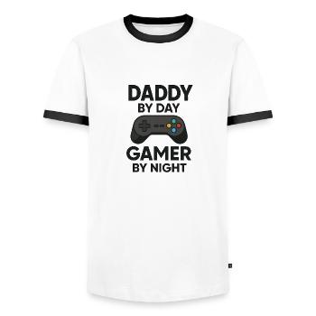 Dad Gamer - Männer Kontrast-T-Shirt - Weiß/Schwarz - Vorne - AI Model Female 172 light (172cm) & AI Model Male 178 dark (178cm)