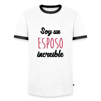 Marido Esposo Esposa Matrimonio Boba Mujer Amor - Männer Kontrast-T-Shirt - Weiß/Schwarz - Vorne - AI Model Female 172 light (172cm) & AI Model Male 178 dark (178cm)
