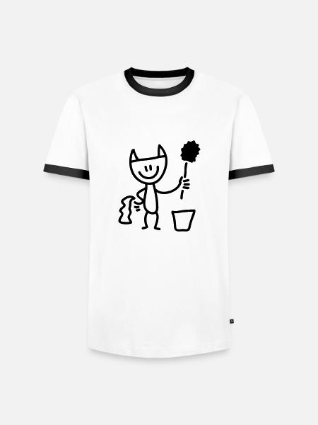 Putzteufel - Line - Men's Ringer Shirt - white/black