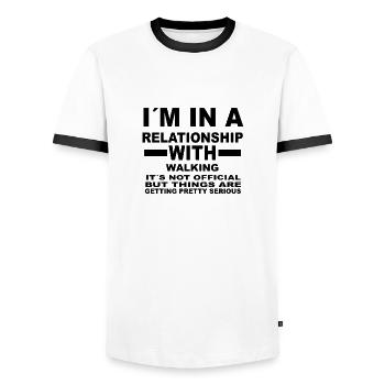 geschenk gift geburtstag relationship WALKING - Männer Kontrast-T-Shirt - Weiß/Schwarz - Vorne - AI Model Female 172 light (172cm) & AI Model Male 178 dark (178cm)