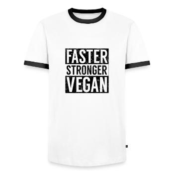 Vegan T-Shirt Gift Idea Birthday Funny - Men's Ringer Shirt - white/black - Front - AI Model Female 172 light (172cm) & AI Model Male 178 dark (178cm)