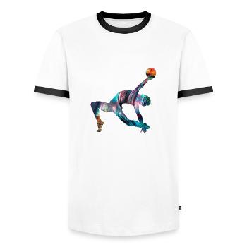 Gymnaste, Yoga,Sports,Exercices,Danse,Gymnastique - T-shirt contrasté Homme - blanc/noir - Devant - AI Model Female 172 light (172cm) & AI Model Male 178 dark (178cm)