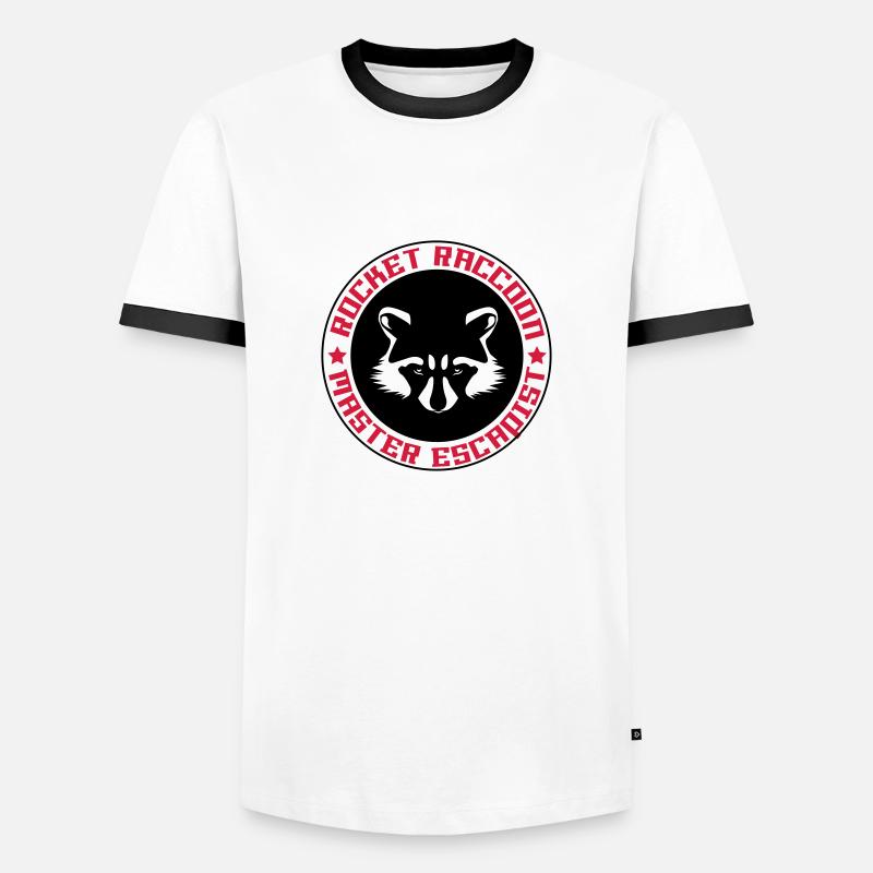 Rocket-Waschbär voll Logo - Männer Kontrast-T-Shirt - Weiß/Schwarz