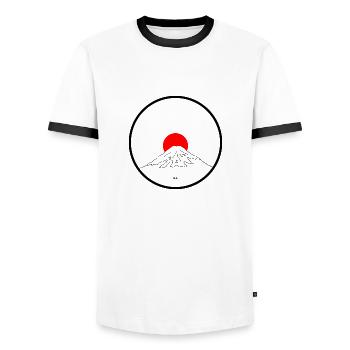 Mount Fuji - Men's Ringer Shirt - white/black - Front - AI Model Female 172 light (172cm) & AI Model Male 178 dark (178cm)