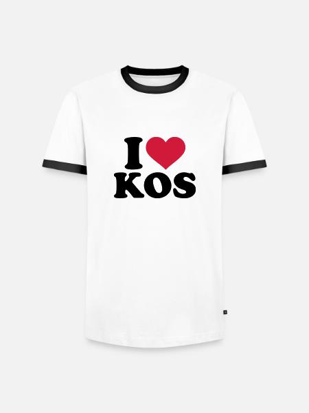 Kos - Männer Kontrast-T-Shirt - Weiß/Schwarz