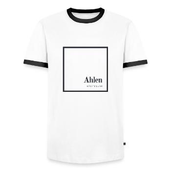 Ma ville - Ahlen - T-shirt contrasté Homme - blanc/noir - Devant - AI Model Female 172 light (172cm) & AI Model Male 178 dark (178cm)