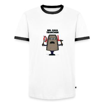 Mr. Cavatrancher - T-shirt contrasté Homme - blanc/noir - Devant - AI Model Female 172 light (172cm) & AI Model Male 178 dark (178cm)