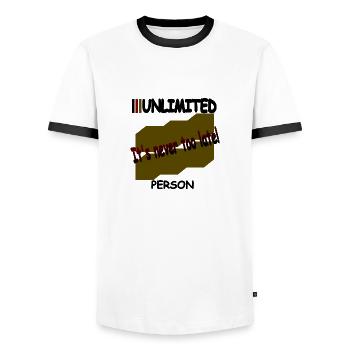 It's never too late - Men's Ringer Shirt - white/black - Front - AI Model Female 172 light (172cm) & AI Model Male 178 dark (178cm)