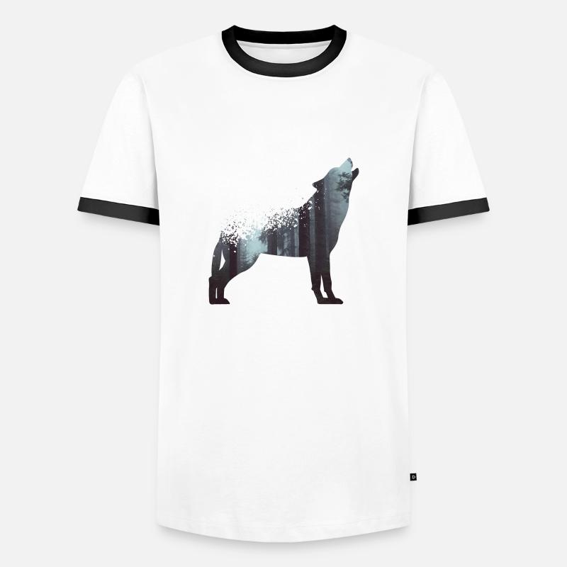 Wolf Wald - Men's Ringer Shirt - white/black