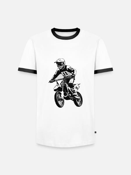 Motocross Biker Klistermærke - Motorcykel Design - Herre kontrast-T-shirt - hvid/sort