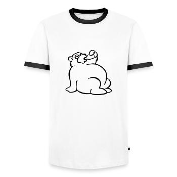 Saufbär - T-shirt contrasté Homme - blanc/noir - Devant - AI Model Female 172 light (172cm) & AI Model Male 178 dark (178cm)