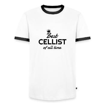 violoncelle violoncelliste Musique Musicien - T-shirt contrasté Homme - blanc/noir - Devant - AI Model Female 172 light (172cm) & AI Model Male 178 dark (178cm)