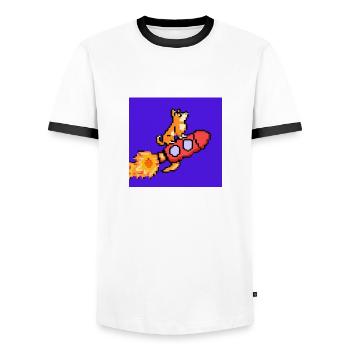 Pixel Dog sur Rocket Pixel Art - T-shirt contrasté Homme - blanc/noir - Devant - AI Model Female 172 light (172cm) & AI Model Male 178 dark (178cm)