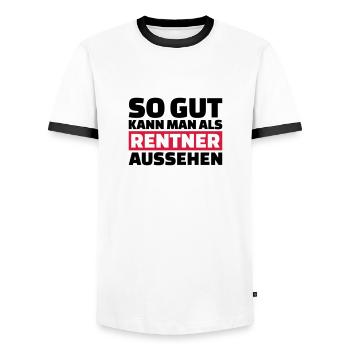 Rentner - Männer Kontrast-T-Shirt - Weiß/Schwarz - Vorne - AI Model Female 172 light (172cm) & AI Model Male 178 dark (178cm)