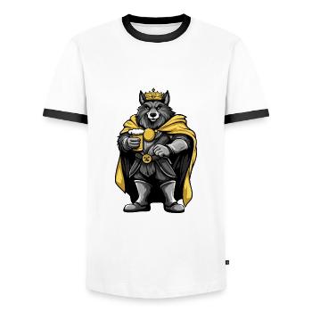 Wolf Beer Funny - Men's Ringer Shirt - white/black - Front - AI Model Female 172 light (172cm) & AI Model Male 178 dark (178cm)